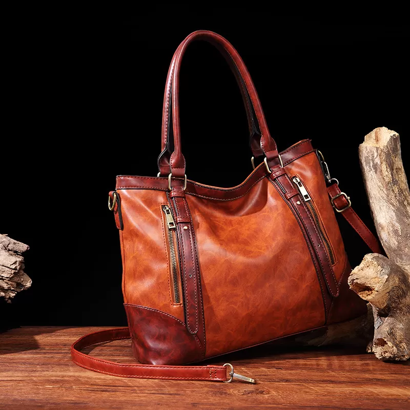 💝Last Day For Clearance 80%✨---Vintage Leather Zip Tote Bag