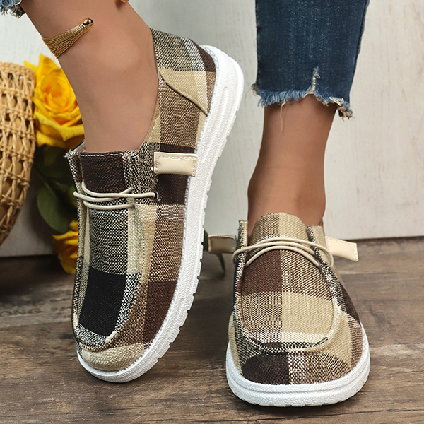 🔥LAST DAY 50% OFF - Women's Casual Comfy Lightweight Plaid Canvas Shoes