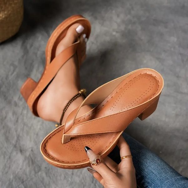 🔥Best Seller-Last Day Sale 60% OFF🔥Women'S Solid Color Summer Chunky Heel Sandals ( Buy 2 Free Shipping )