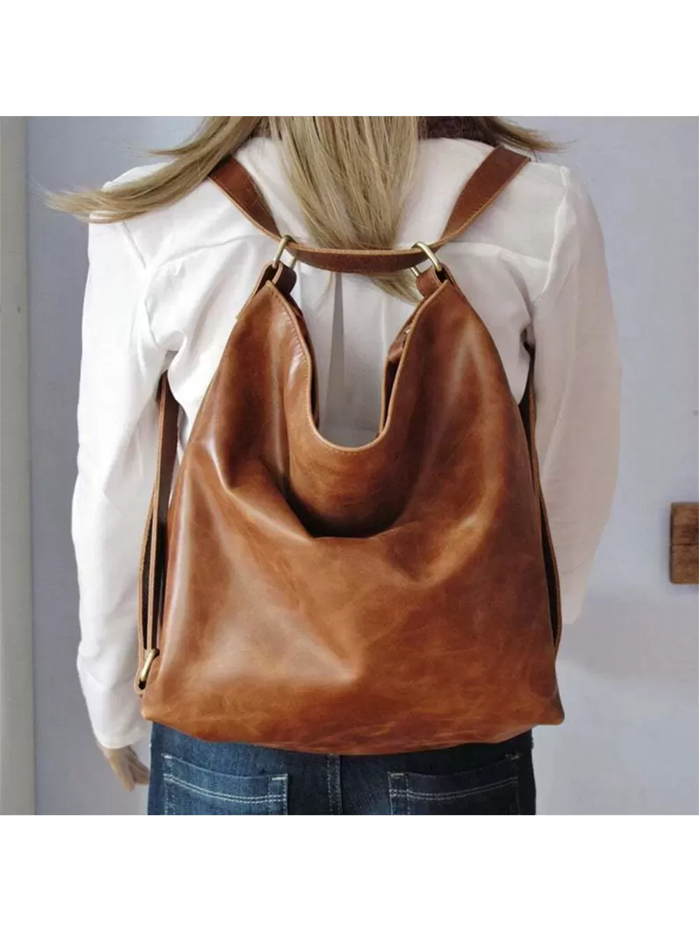 Versatile Tan Leather Bag