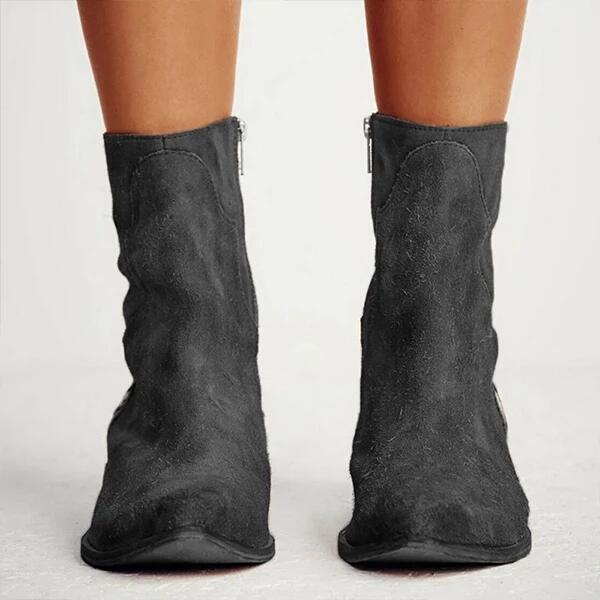 🔥LAST WEEK BLACK FRIDAY SALE--Womens Suede Mid Heel Vintage Nude Boots
