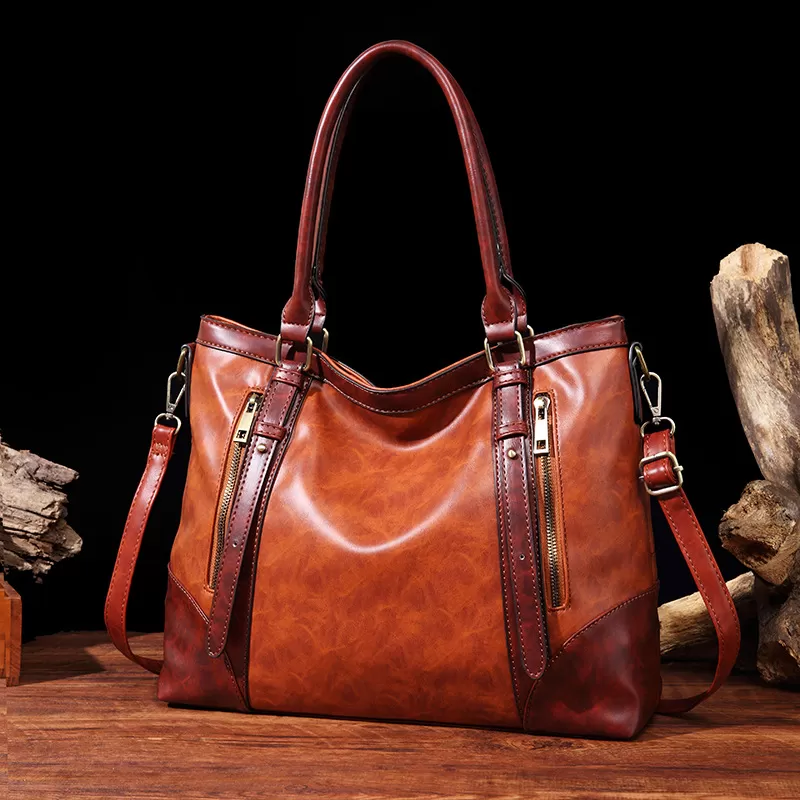 💝Last Day For Clearance 80%✨---Vintage Leather Zip Tote Bag