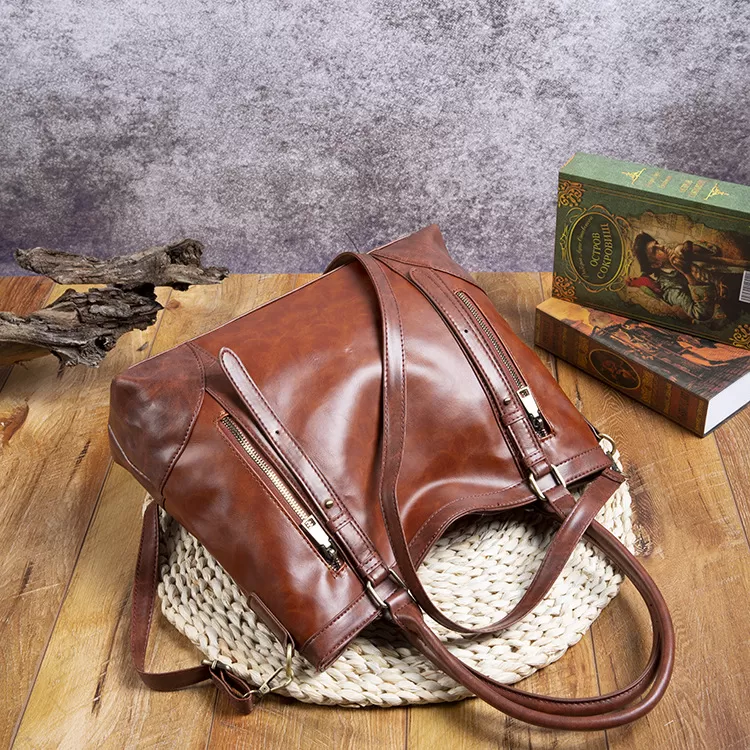 💝Last Day For Clearance 80%✨---Vintage Leather Zip Tote Bag