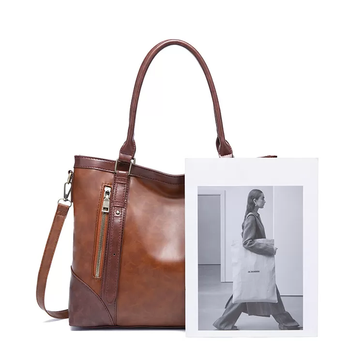 💝Last Day For Clearance 80%✨---Vintage Leather Zip Tote Bag