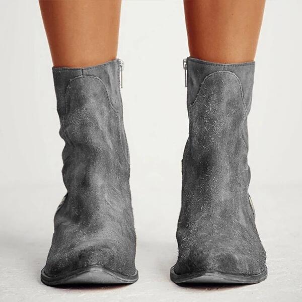 🔥LAST WEEK BLACK FRIDAY SALE--Womens Suede Mid Heel Vintage Nude Boots