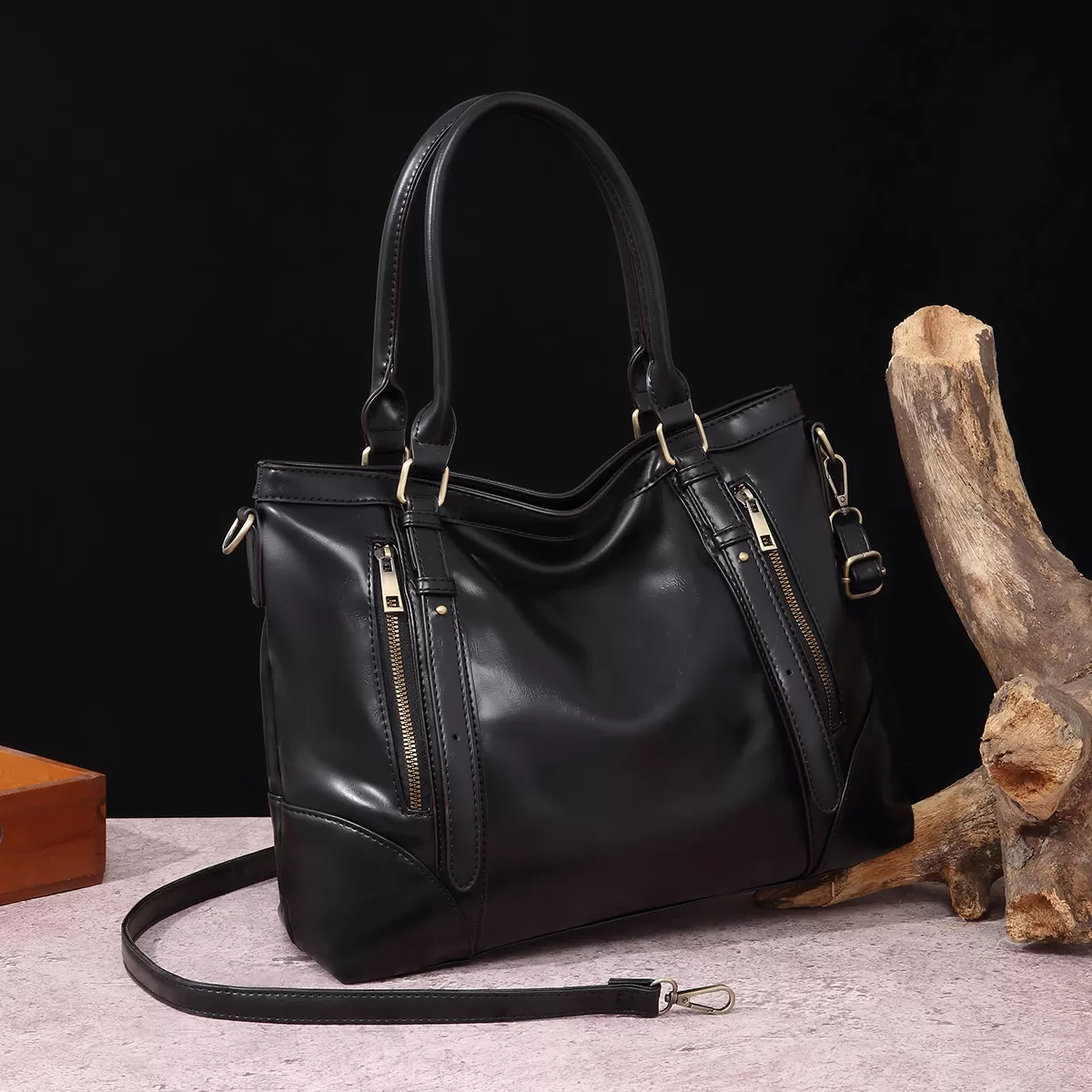 💝Last Day For Clearance 80%✨---Vintage Leather Zip Tote Bag