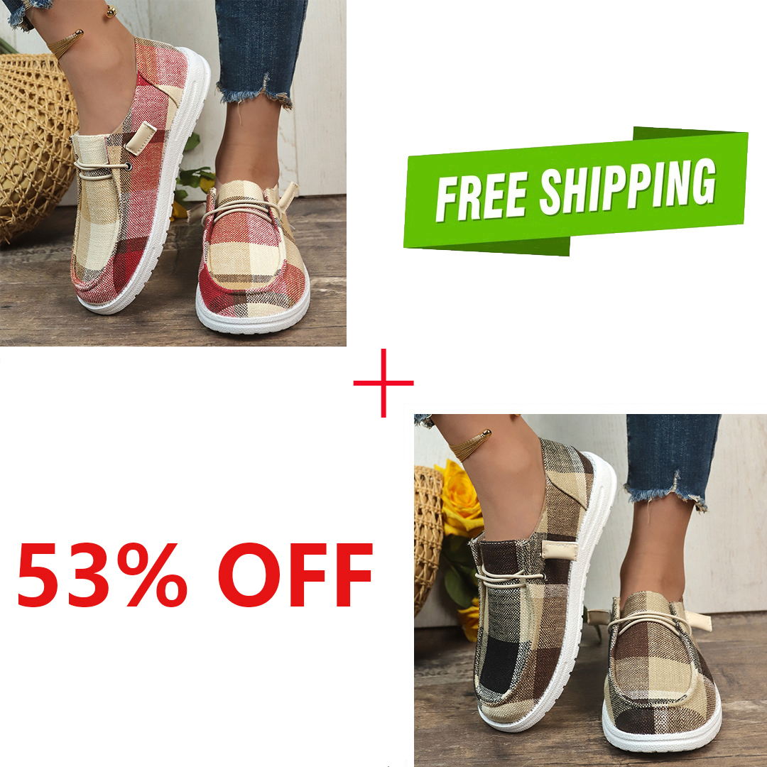 🔥LAST DAY 50% OFF - Women's Casual Comfy Lightweight Plaid Canvas Shoes