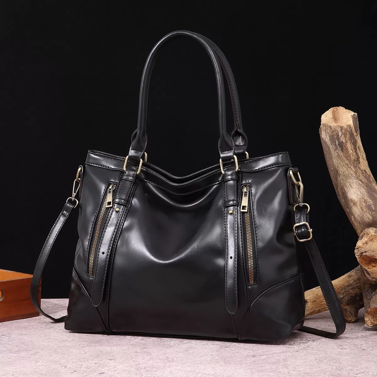 💝Last Day For Clearance 80%✨---Vintage Leather Zip Tote Bag