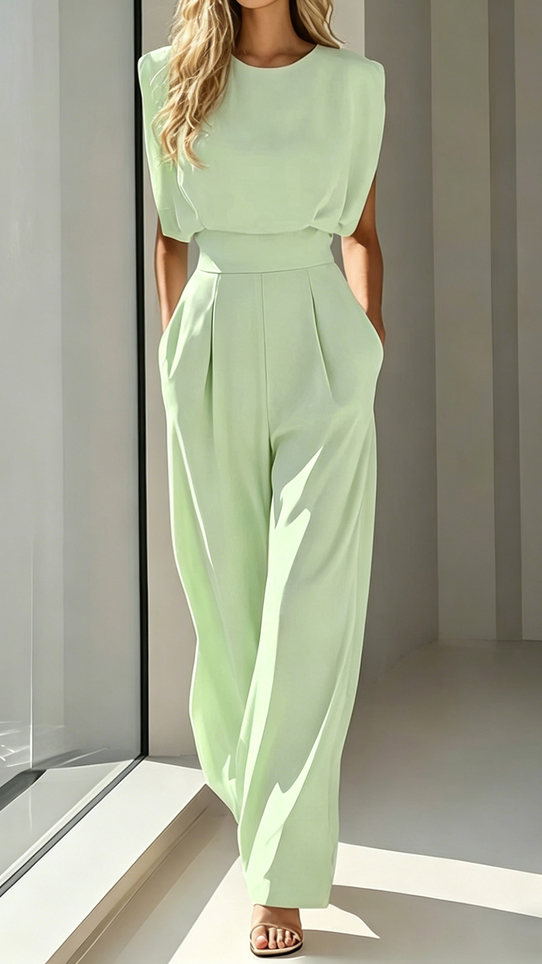 Women's Cotton-Blend Waisted Jumpsuit