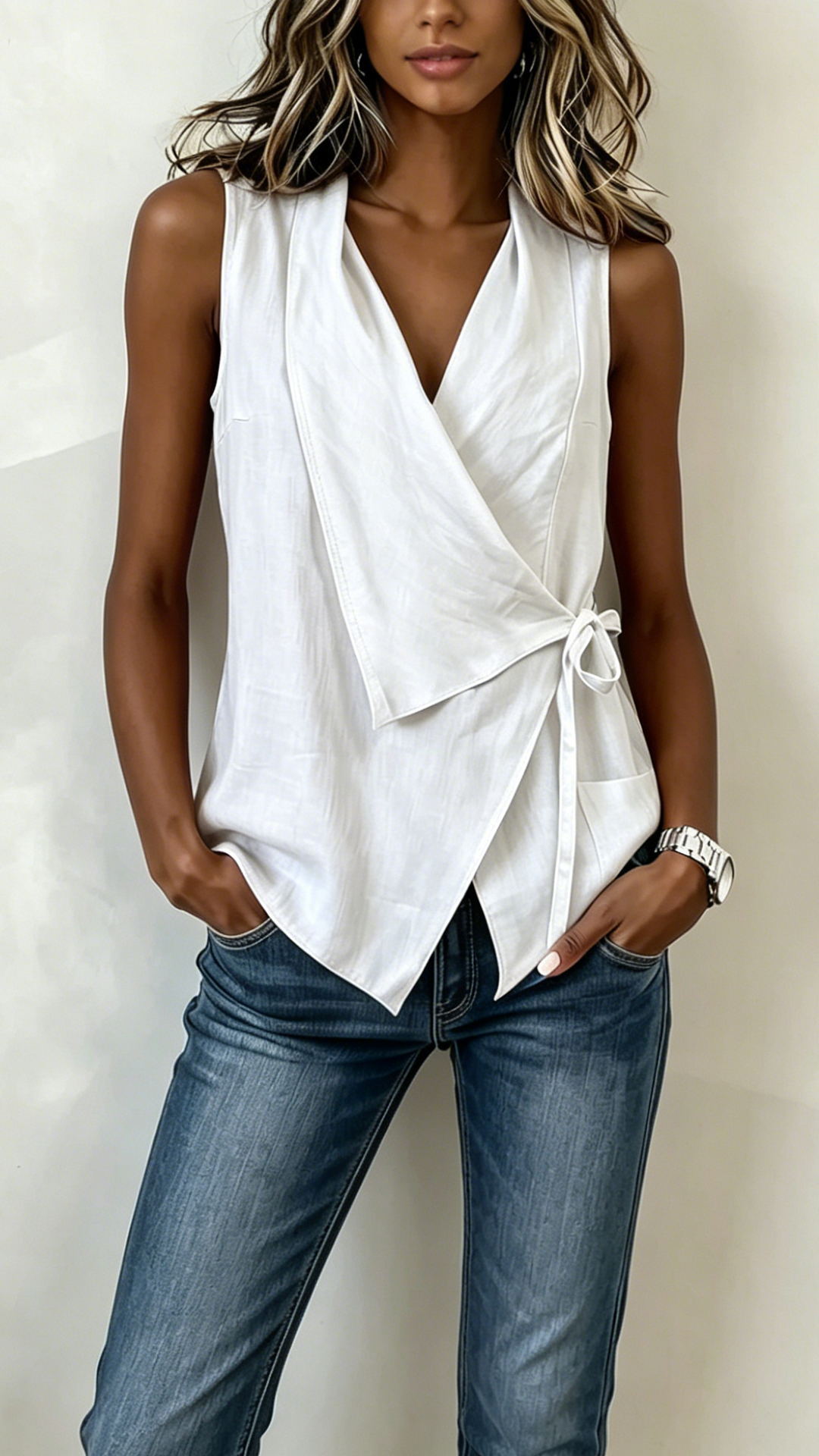 [Copy]Women's  Crochet Detail Cotton-Blend Blouse