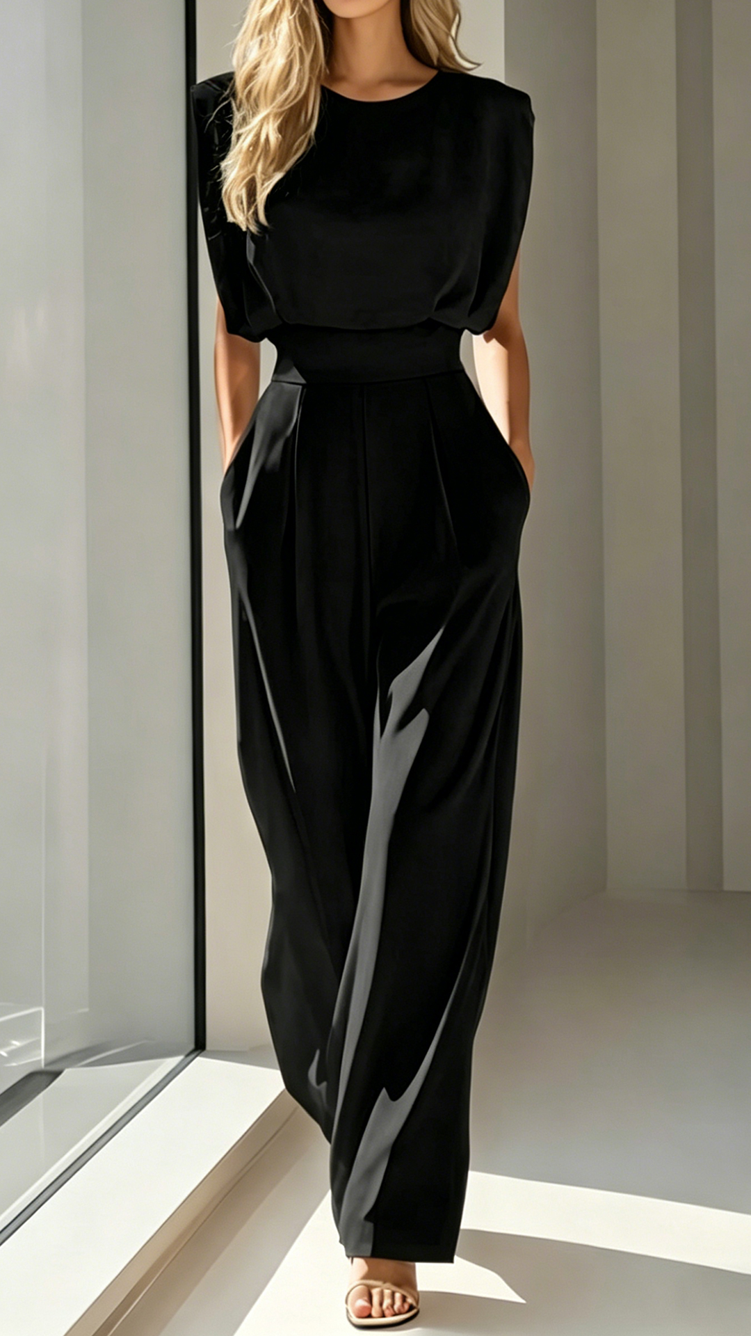 Women's Cotton-Blend Waisted Jumpsuit