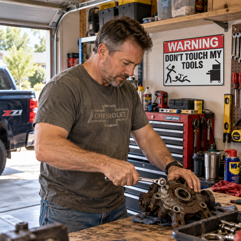Funny "Don't Touch My Tools" Warning Sign