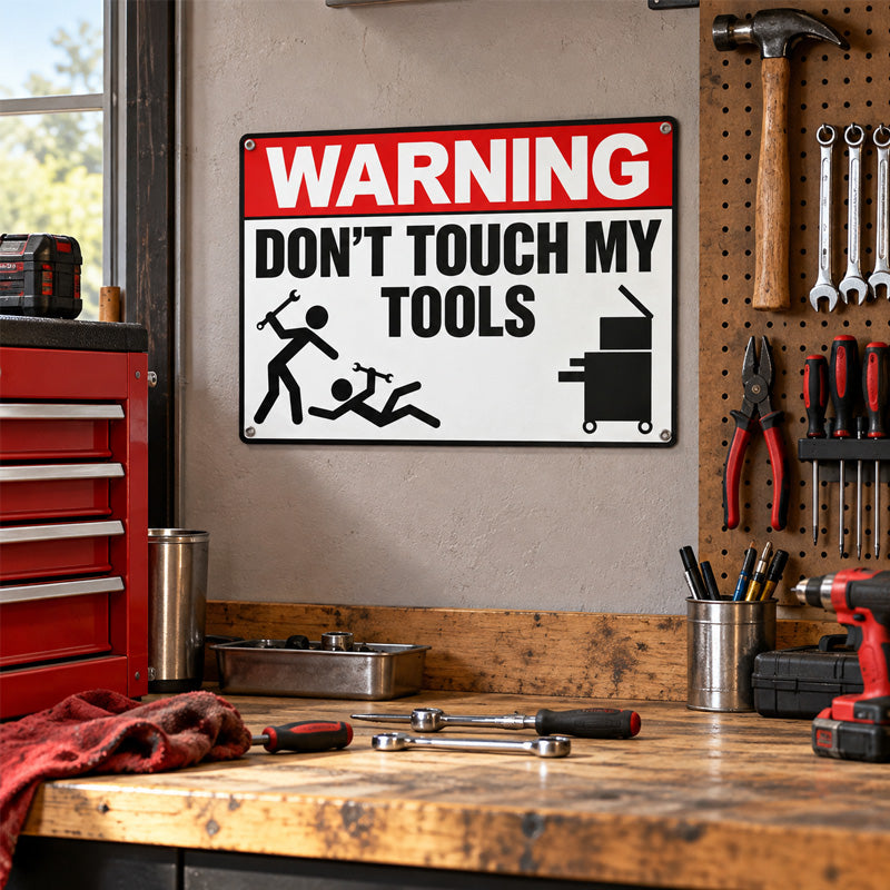 Funny "Don't Touch My Tools" Warning Sign