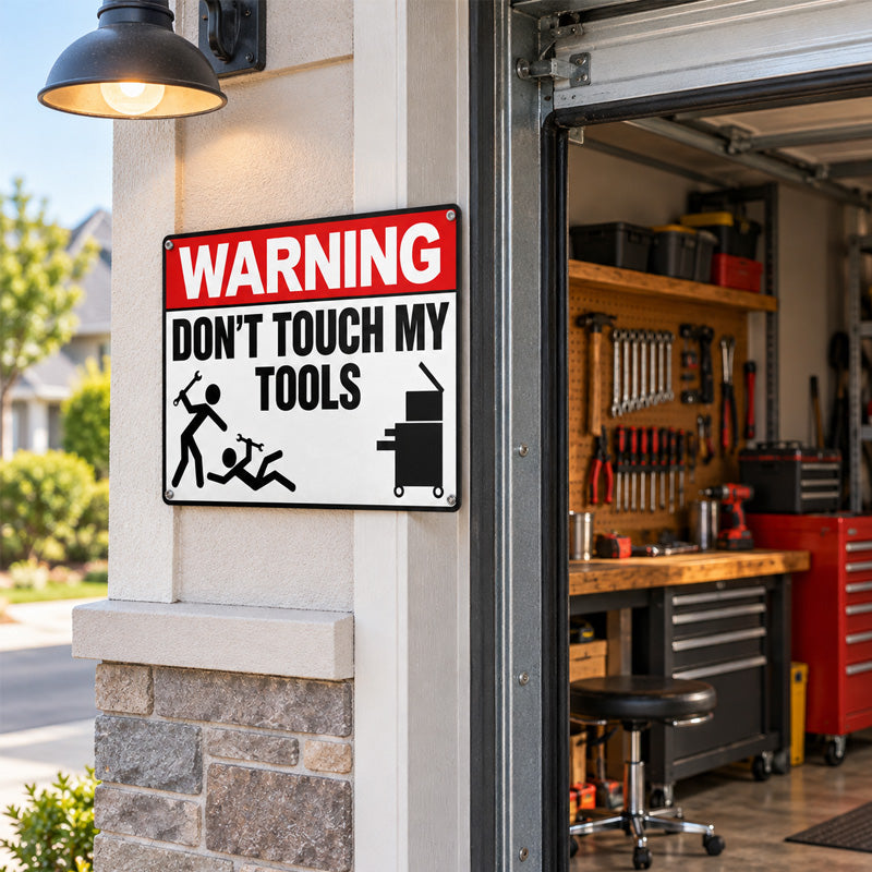 Funny "Don't Touch My Tools" Warning Sign