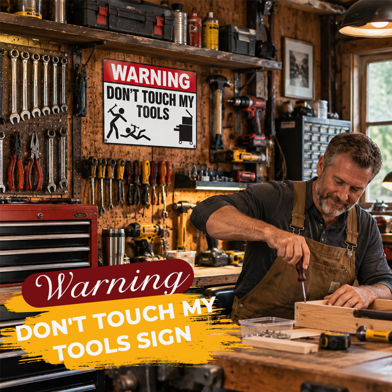Funny "Don't Touch My Tools" Warning Sign