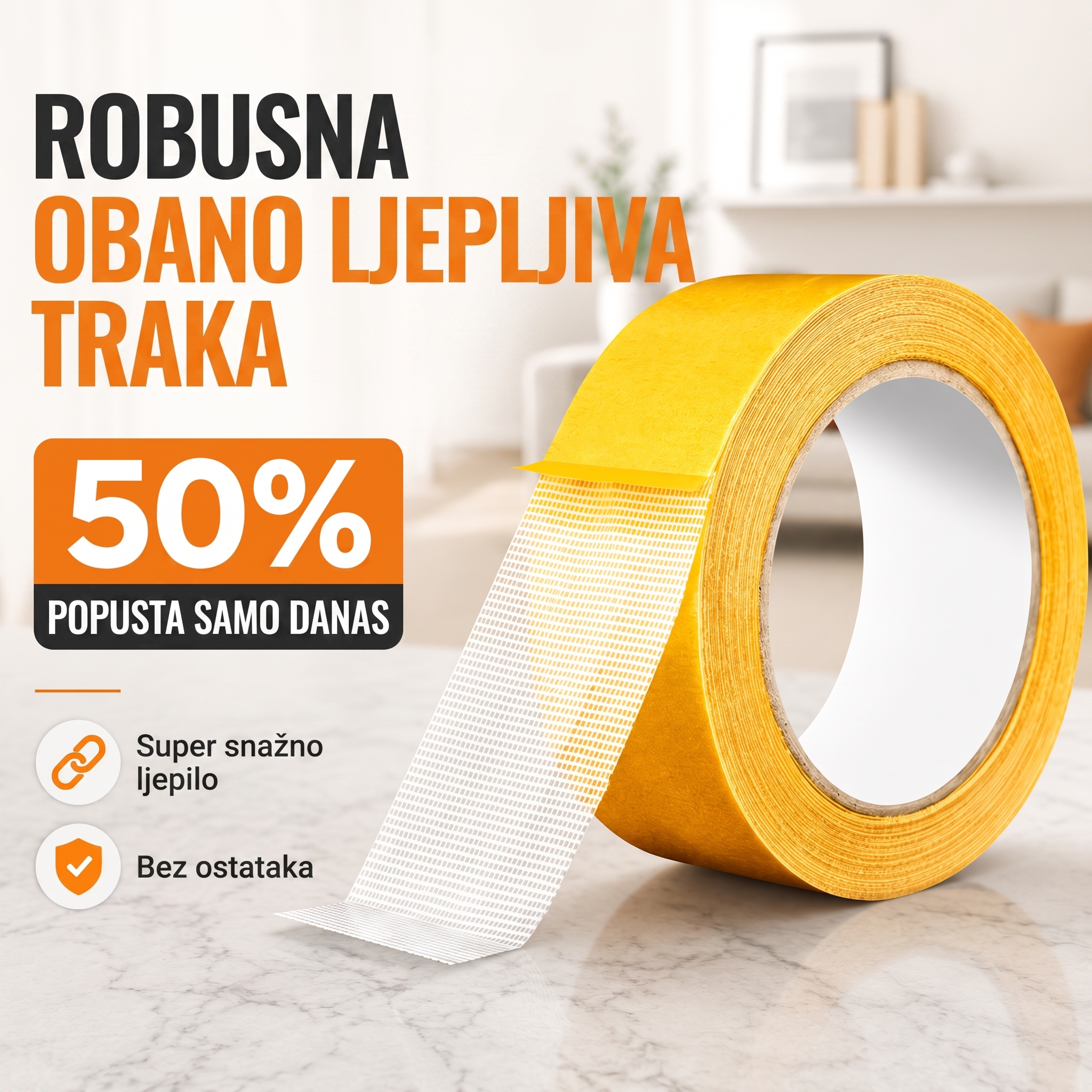 🔥🔥PKNEW® Izdržljiva obostrana ljepljiva traka🍇, snažno prianjanje, vodootporna i uklonjiva, bez tragova, idealna za tepihe, tapete, balone i kućnu upotrebu. 