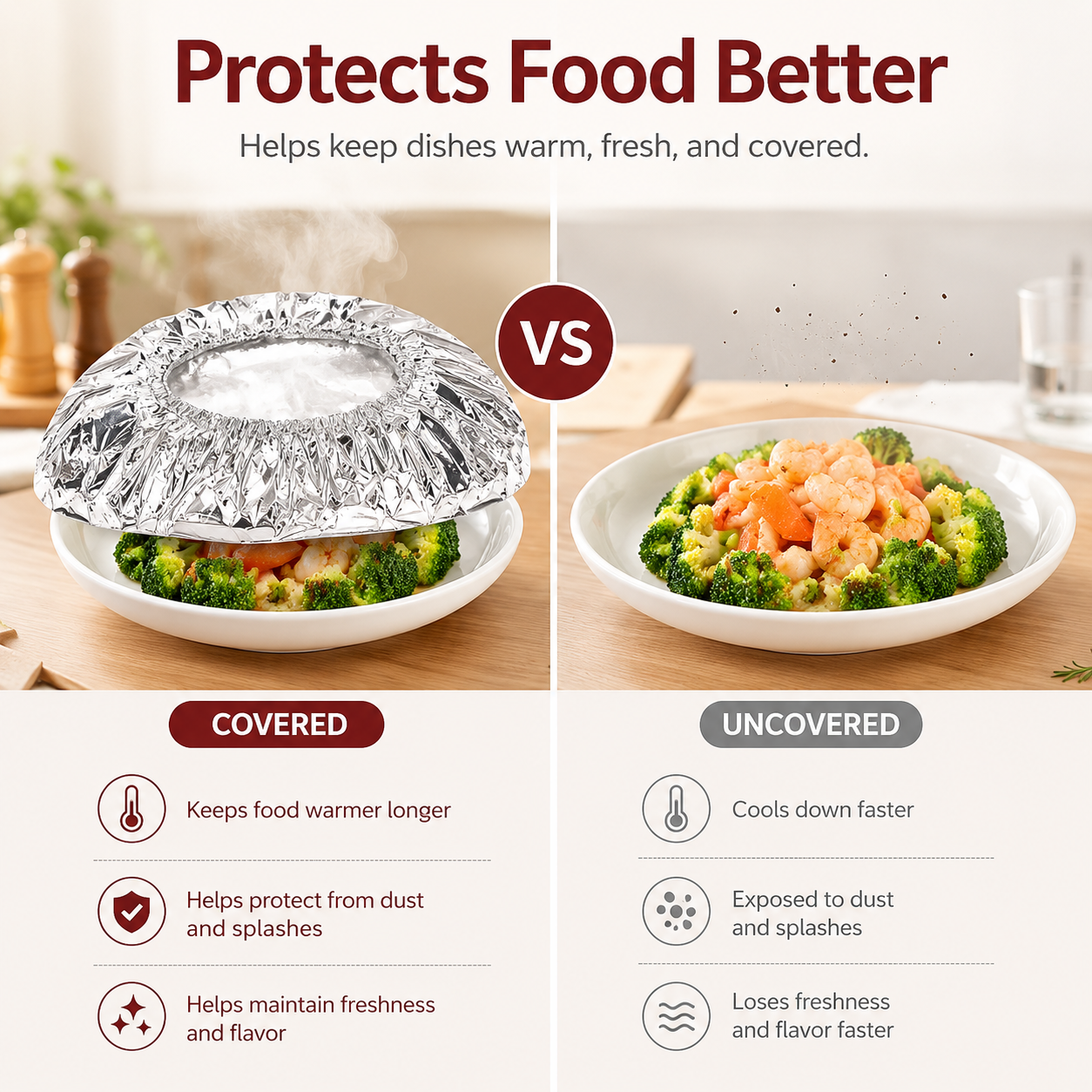 Thermal insulated dish cover specifications and material