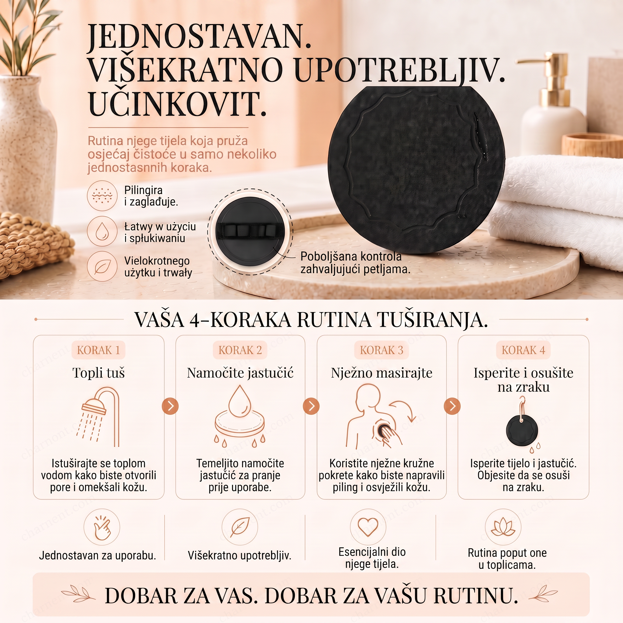 🔥🔥🚿 Piling za tijelo za dubinsko čišćenje i piling – nježno uklanja mrtvu kožu i djeluje poput spa spužve 🧖‍♀️