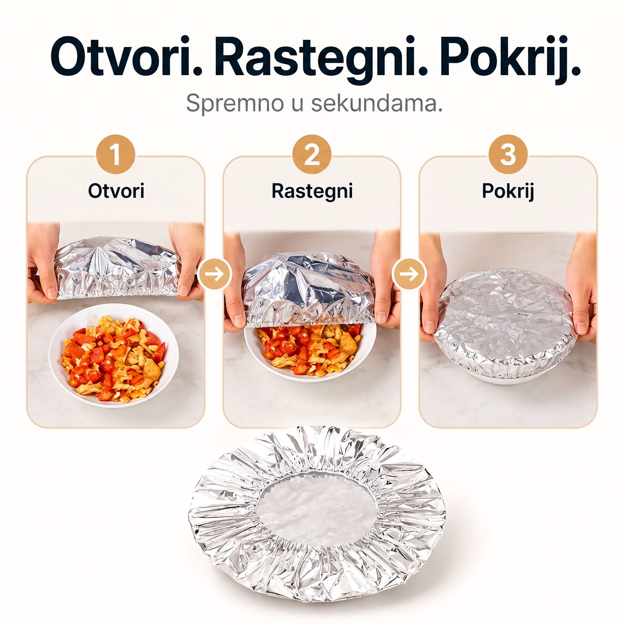 🔥🔥PKNEW® Sklopiva aluminijska folija za zaštitu hrane | Održava obroke toplima, svježima i zaštićenima od voćnih mušica