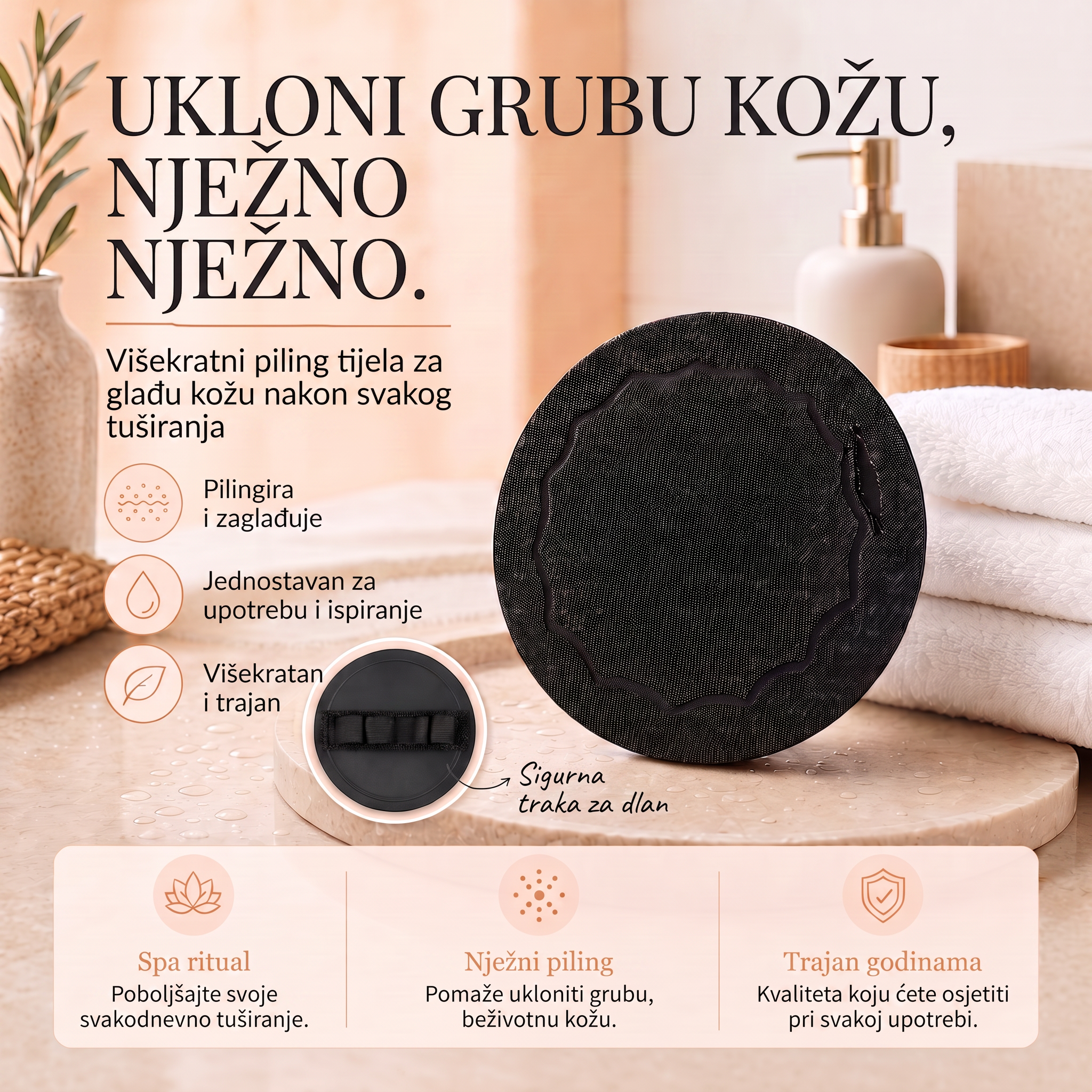 🔥🔥🚿 Piling za tijelo za dubinsko čišćenje i piling – nježno uklanja mrtvu kožu i djeluje poput spa spužve 🧖‍♀️