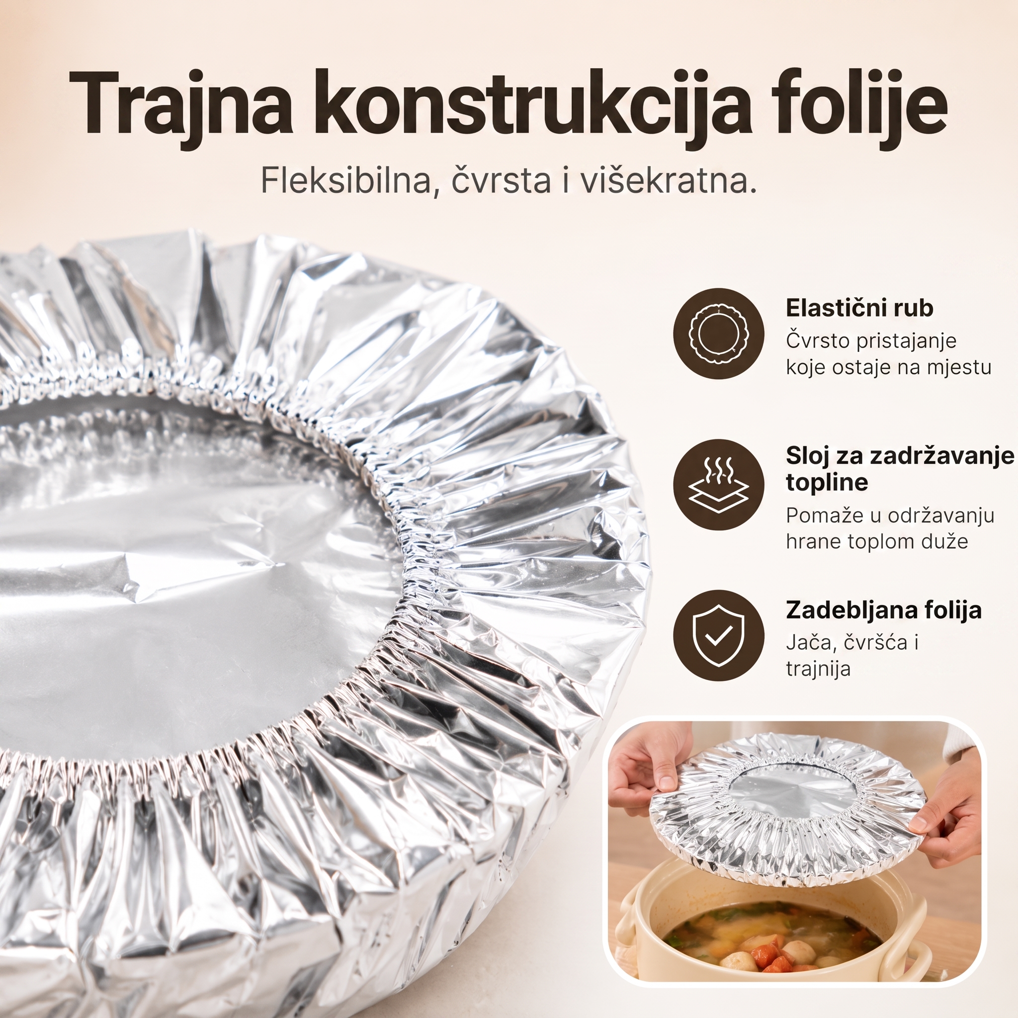 🔥🔥PKNEW® Sklopiva aluminijska folija za zaštitu hrane | Održava obroke toplima, svježima i zaštićenima od voćnih mušica