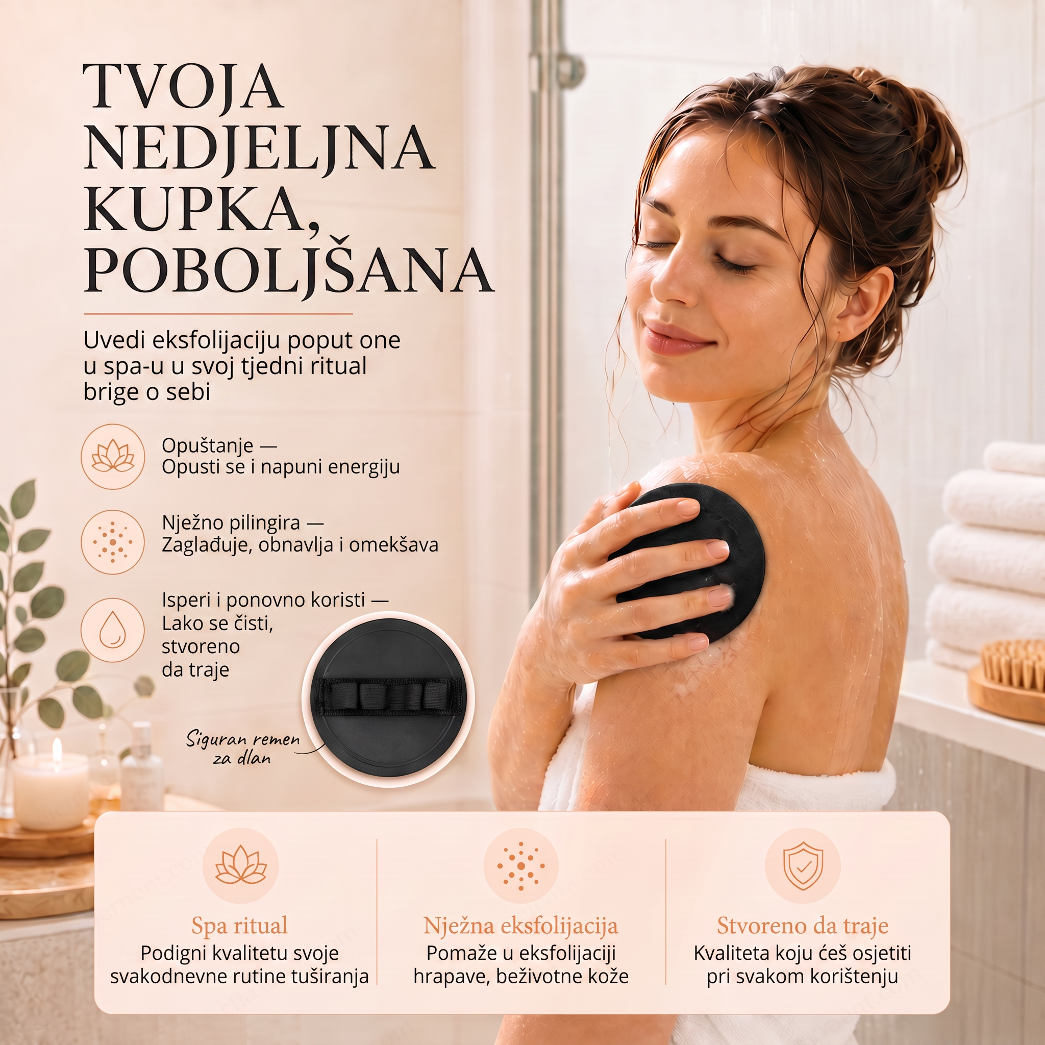🔥🔥🚿 Piling za tijelo za dubinsko čišćenje i piling – nježno uklanja mrtvu kožu i djeluje poput spa spužve 🧖‍♀️