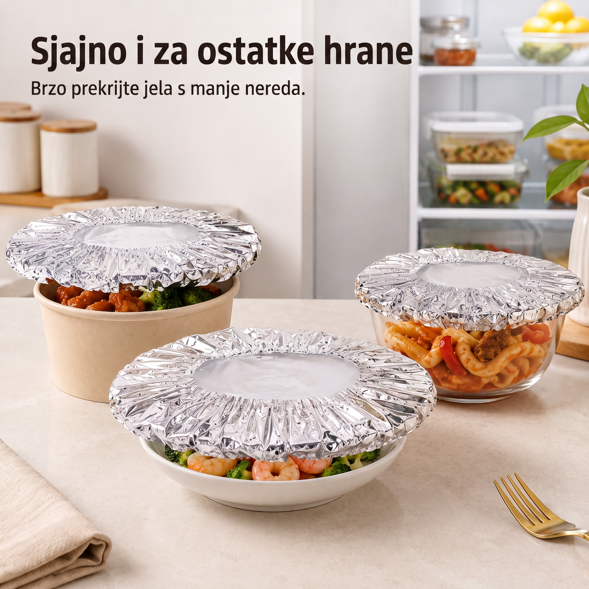 🔥🔥PKNEW® Sklopiva aluminijska folija za zaštitu hrane | Održava obroke toplima, svježima i zaštićenima od voćnih mušica