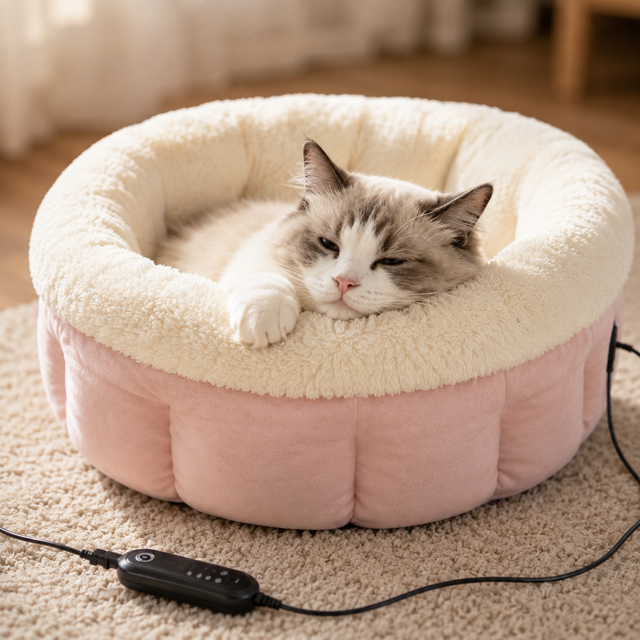 Snoarm CD50 20" USB Pet Heating Pad for Cats & Small Breeds - 3-Temp Waterproof Mat, 8-Hour Timer, Overheat Protection, Removable Cover (35cm Inner Space)