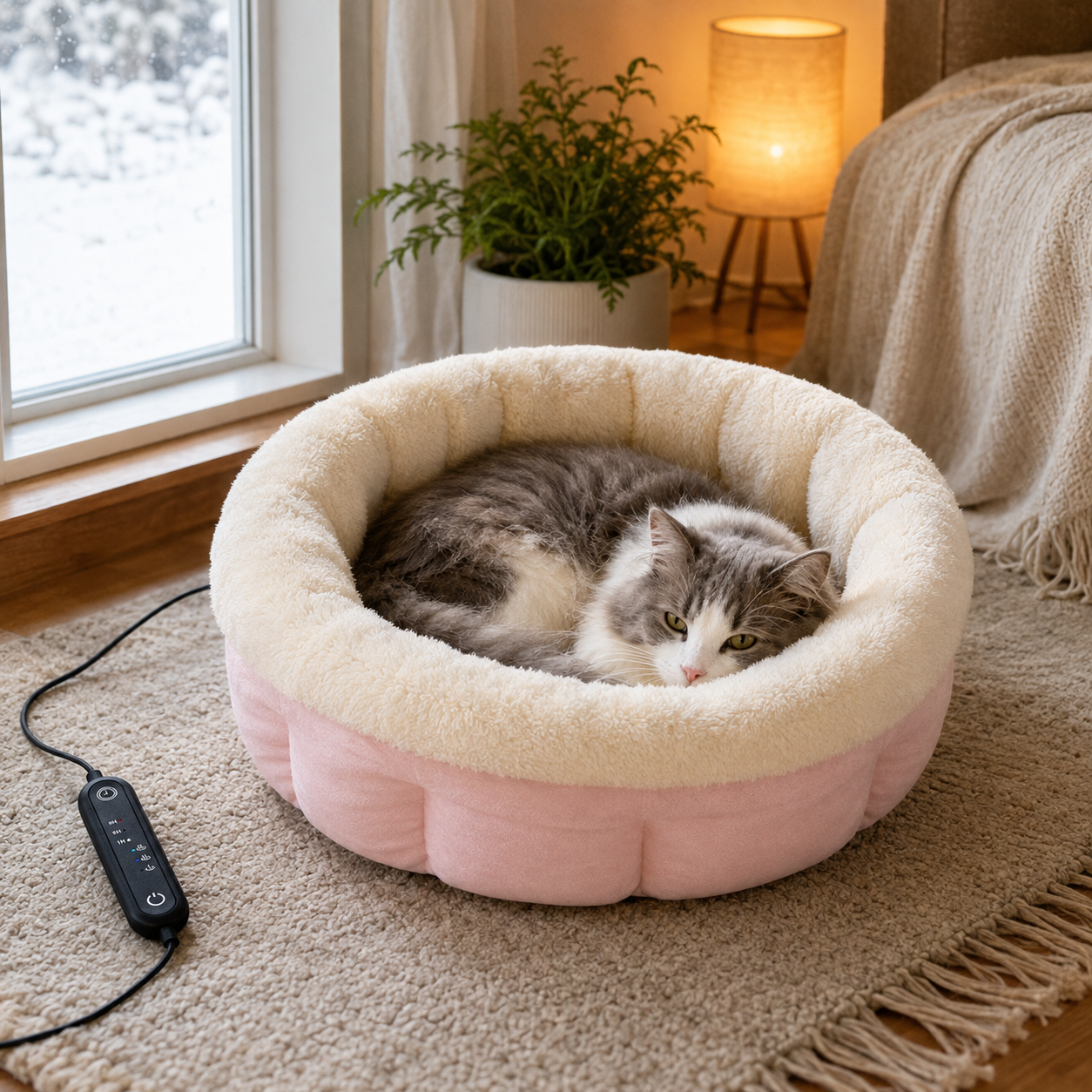 Snoarm CD50 20" USB Pet Heating Pad for Cats & Small Breeds - 3-Temp Waterproof Mat, 8-Hour Timer, Overheat Protection, Removable Cover (35cm Inner Space)