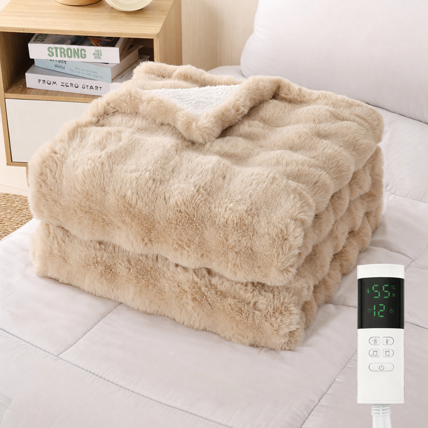 Snoarm N20 Electric Blanket - Luxury Faux Fur, 25-55°C Smart Heat, Machine Washable