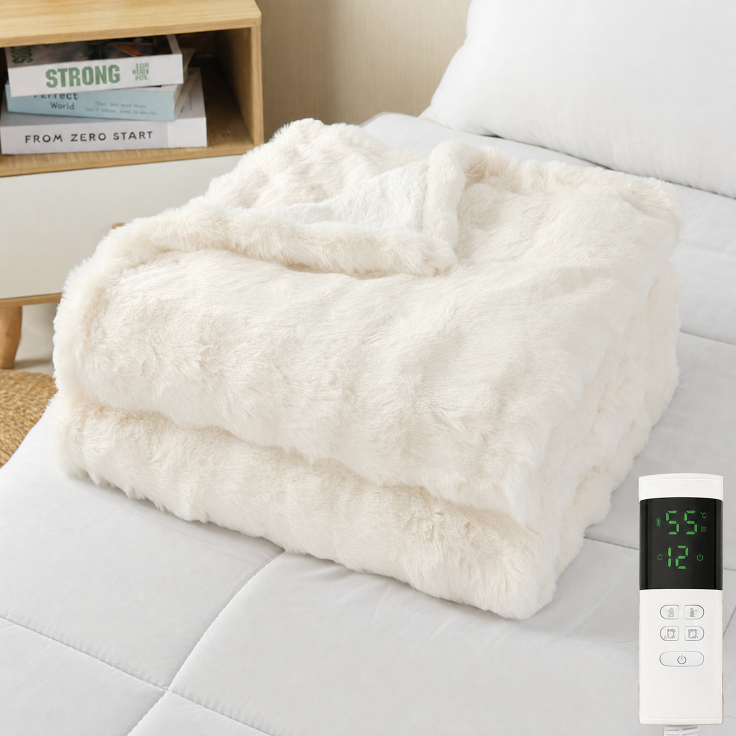 Snoarm N20 Electric Blanket - Luxury Faux Fur, 25-55°C Smart Heat, Machine Washable