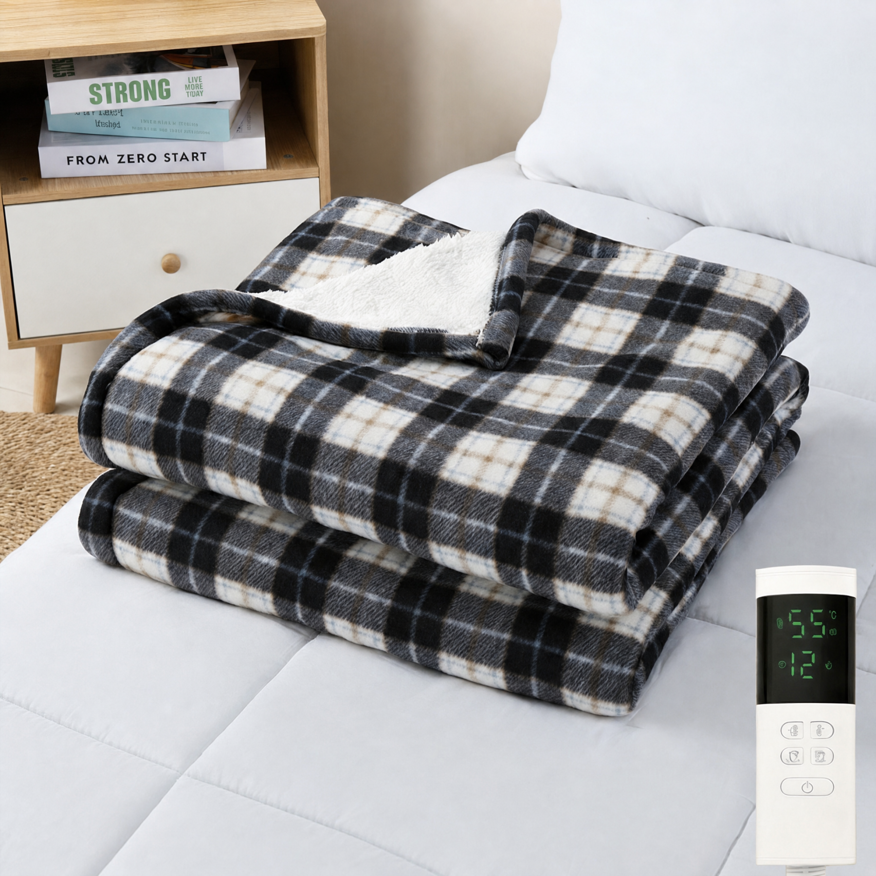 Snoarm N20 Electric Blanket - Luxury Faux Fur, 25-55°C Smart Heat, Machine Washable