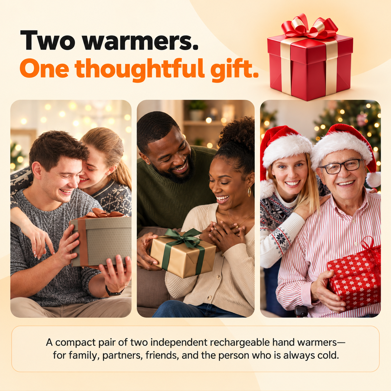 Snoarm NS4 Rechargeable Hand Warmers, Magnetic 2 Pack with Temperature Display and 3 Heat Settings