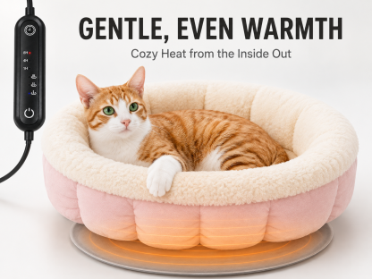 Snoarm CD50 20" USB Pet Heating Pad for Cats & Small Breeds - 3-Temp Waterproof Mat, 8-Hour Timer, Overheat Protection, Removable Cover (35cm Inner Space)