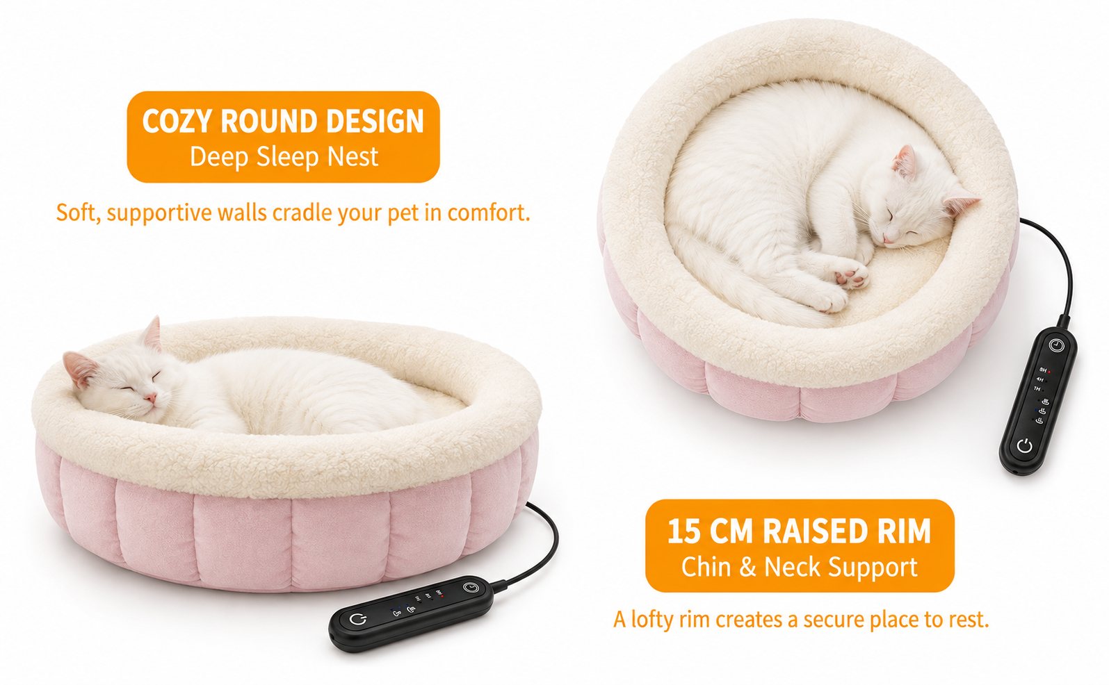 Snoarm CD50 20" USB Pet Heating Pad for Cats & Small Breeds - 3-Temp Waterproof Mat, 8-Hour Timer, Overheat Protection, Removable Cover (35cm Inner Space)