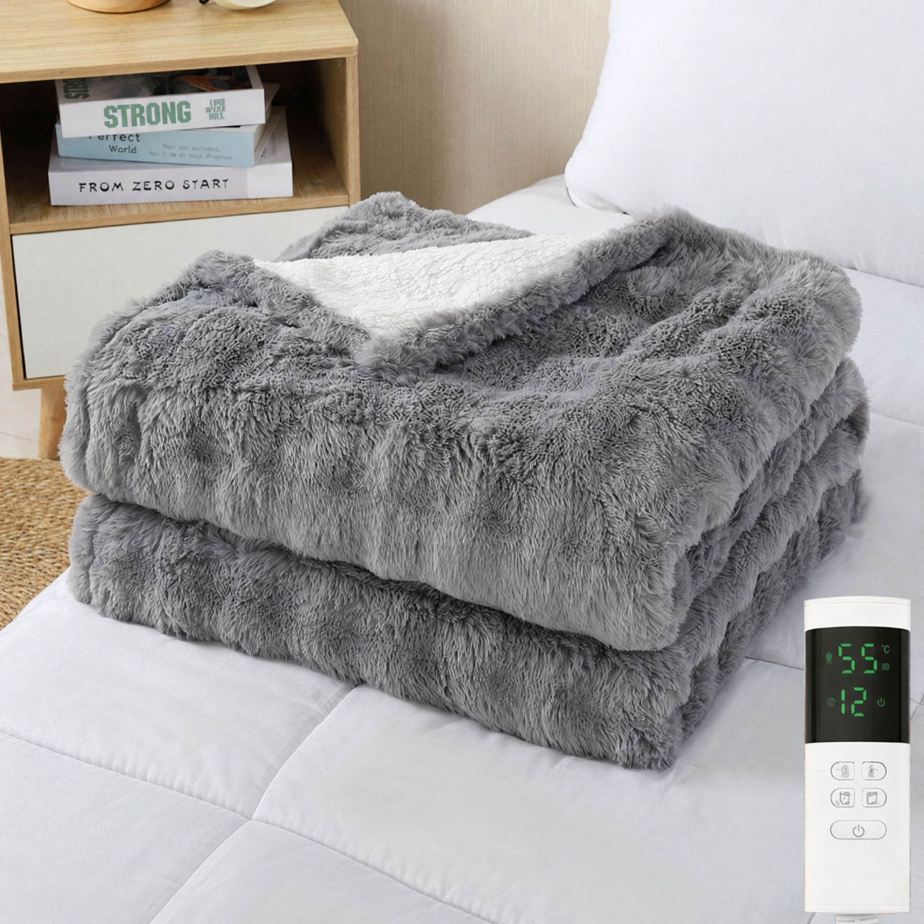 Snoarm N20 Electric Blanket - Luxury Faux Fur, 25-55°C Smart Heat, Machine Washable