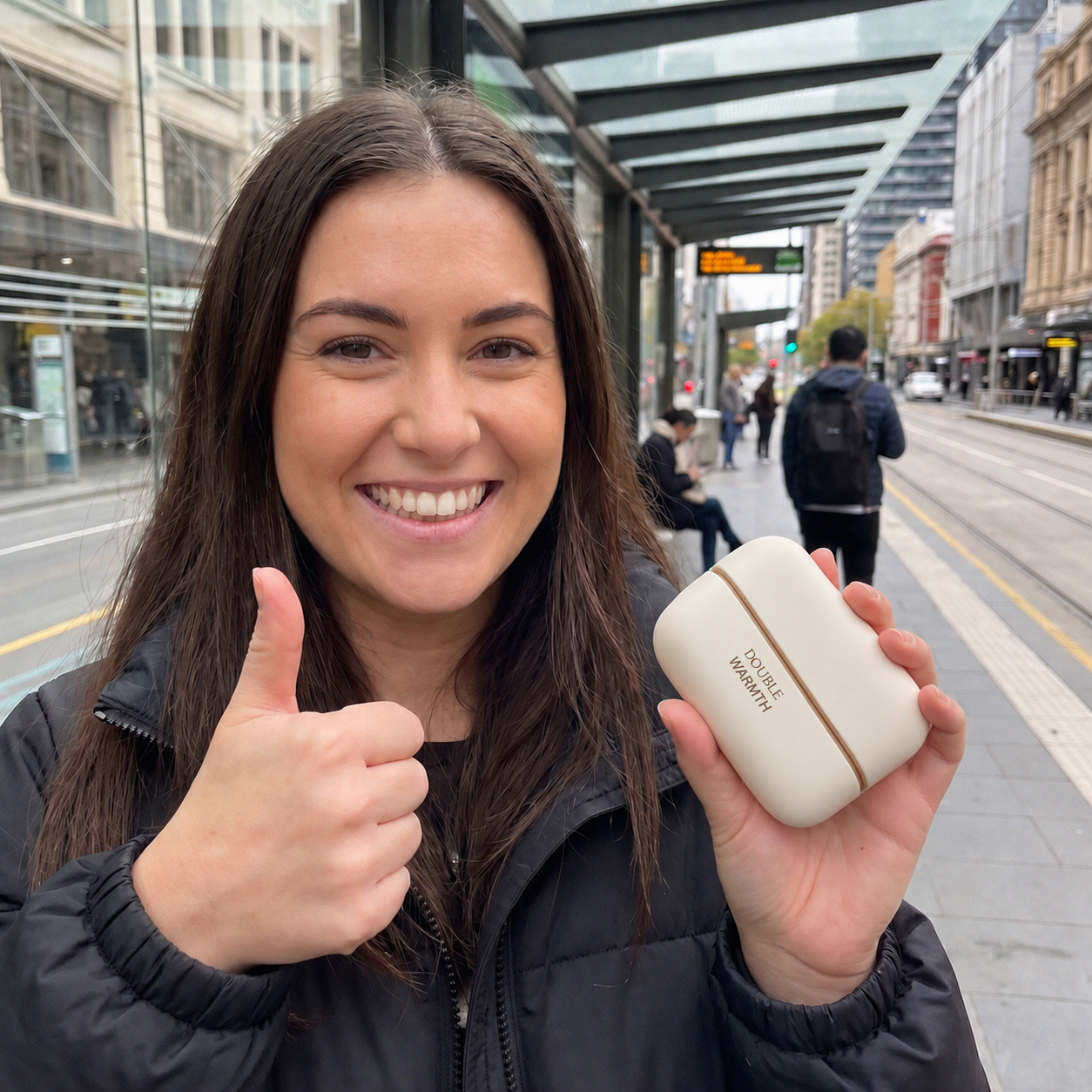 Compact Snoarm NS4 hand warmers ready for a cold daily commute