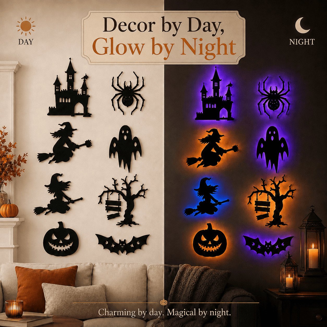 🎃 8-Pack Halloween LED Silhouette Wall Light Stickers 🔥Limited time 49% OFF🔥
