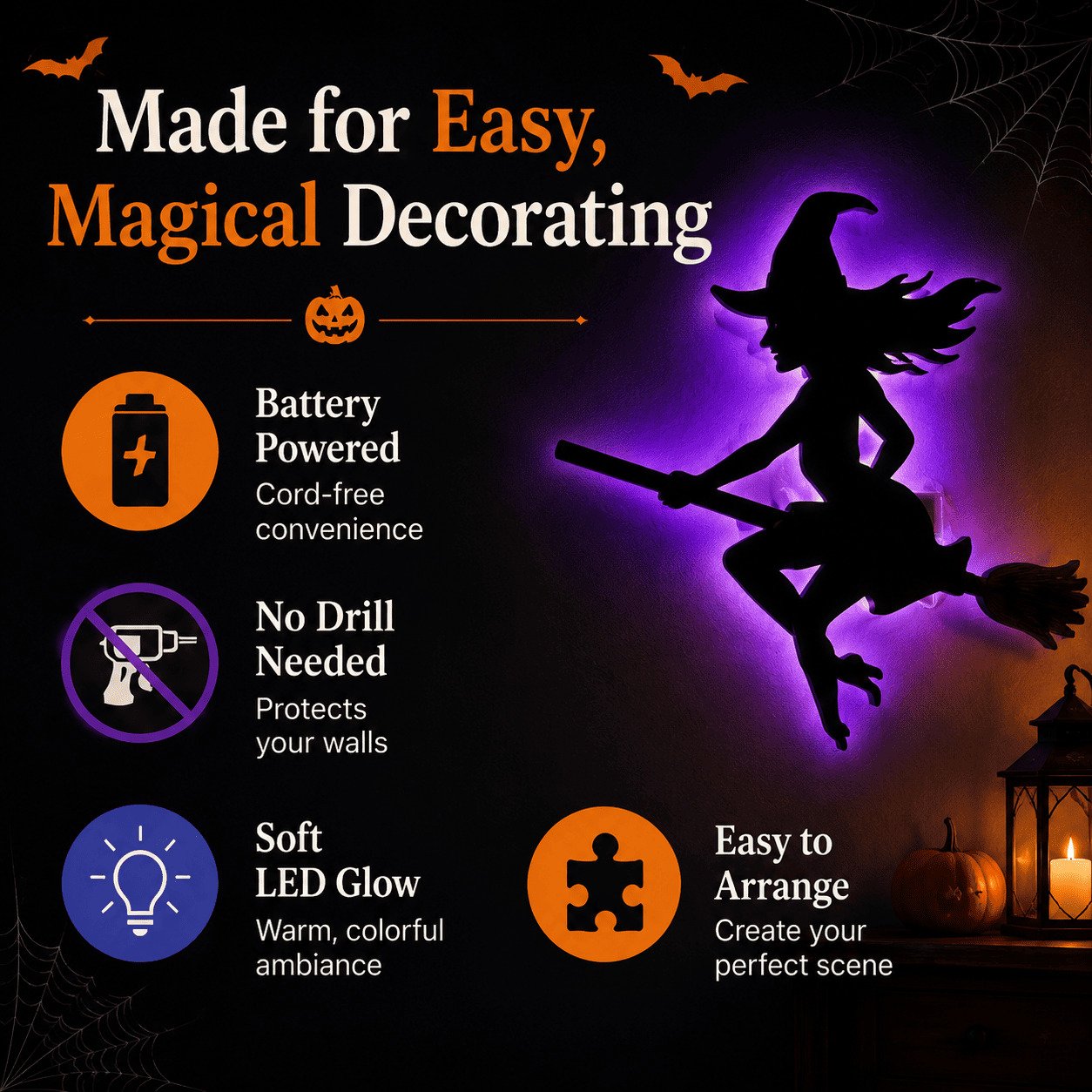 🎃 8-Pack Halloween LED Silhouette Wall Light Stickers 🔥Limited time 49% OFF🔥