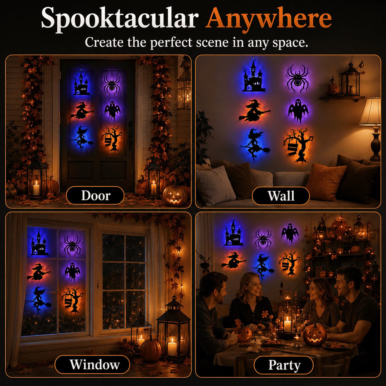 🎃 8-Pack Halloween LED Silhouette Wall Light Stickers 🔥Limited time 49% OFF🔥