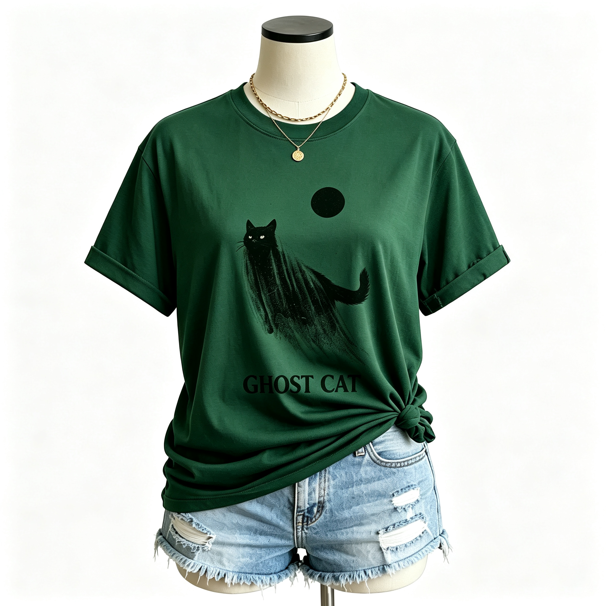 PShirt Black Cat Ghost 01 Halloween T-shirt