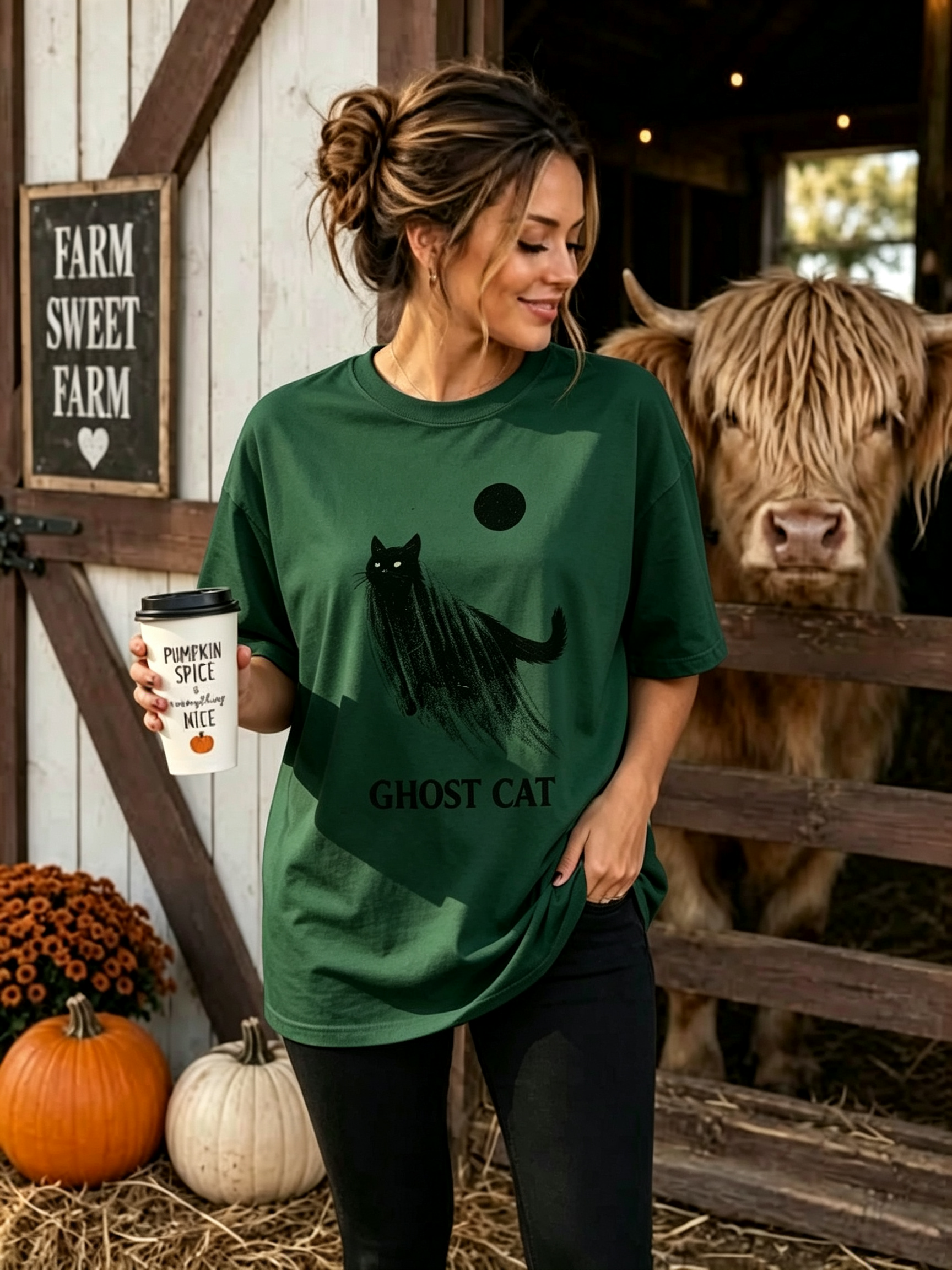 PShirt Black Cat Ghost 01 Halloween T-shirt
