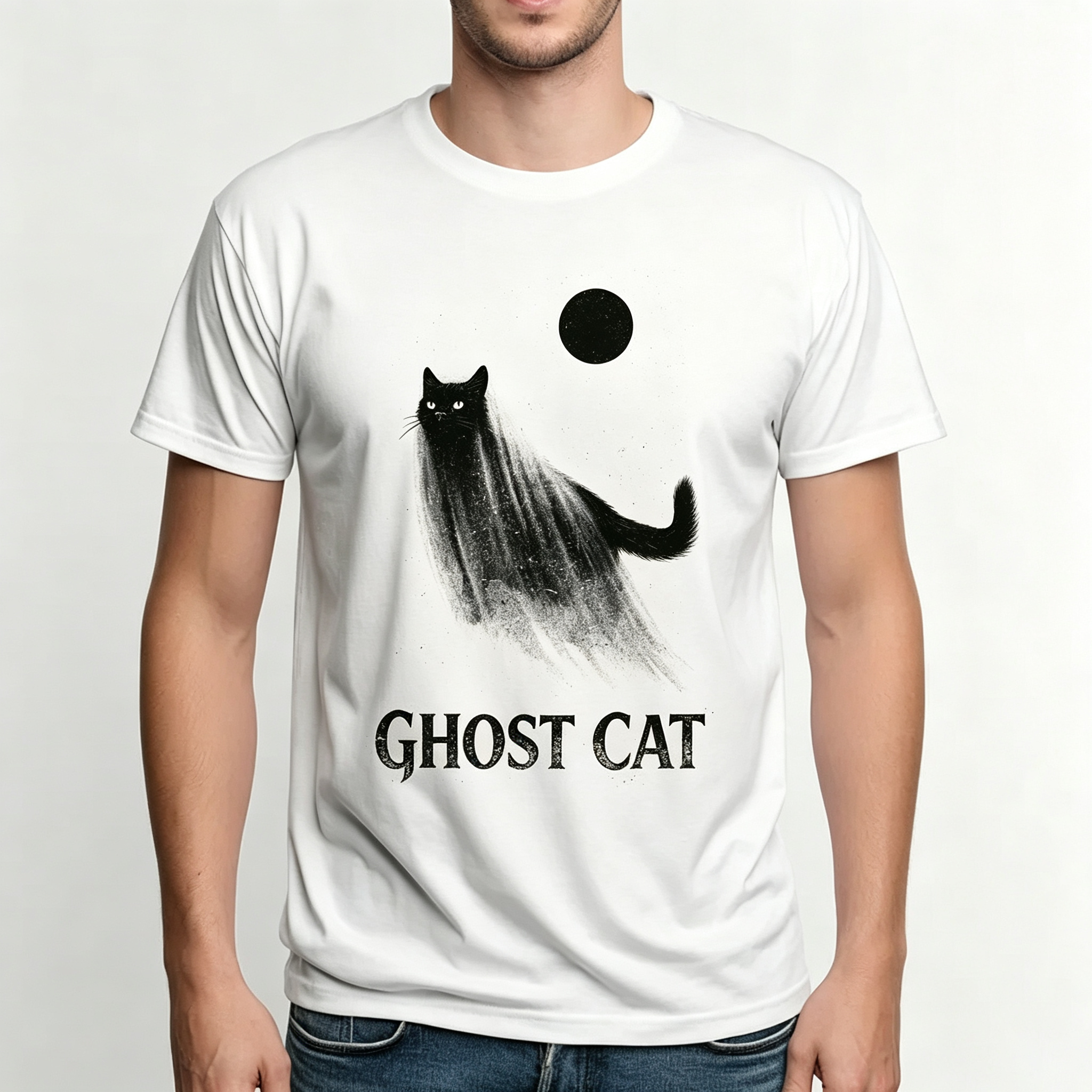 PShirt Black Cat Ghost 01 Halloween T-shirt