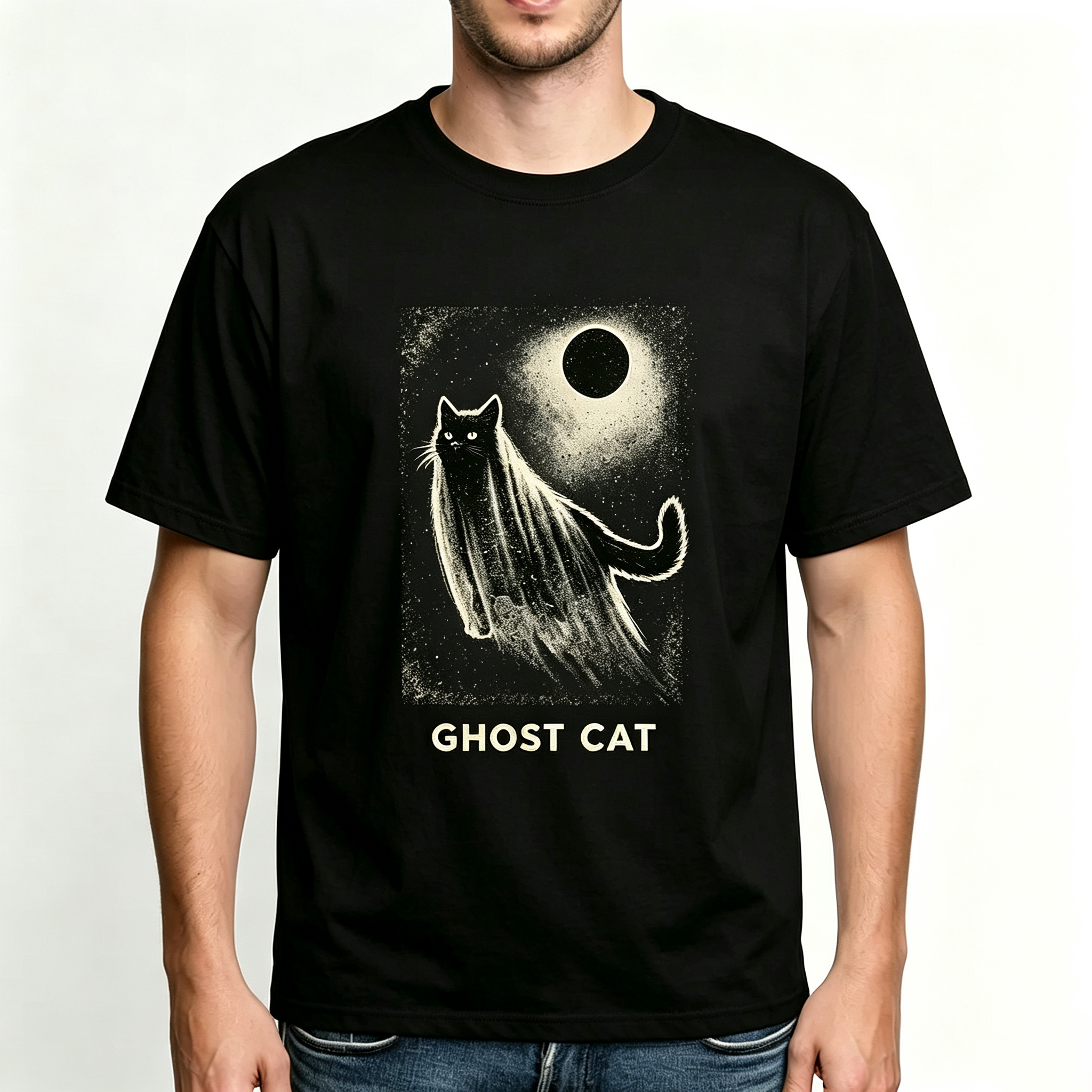 PShirt Black Cat Ghost 01 Halloween T-shirt