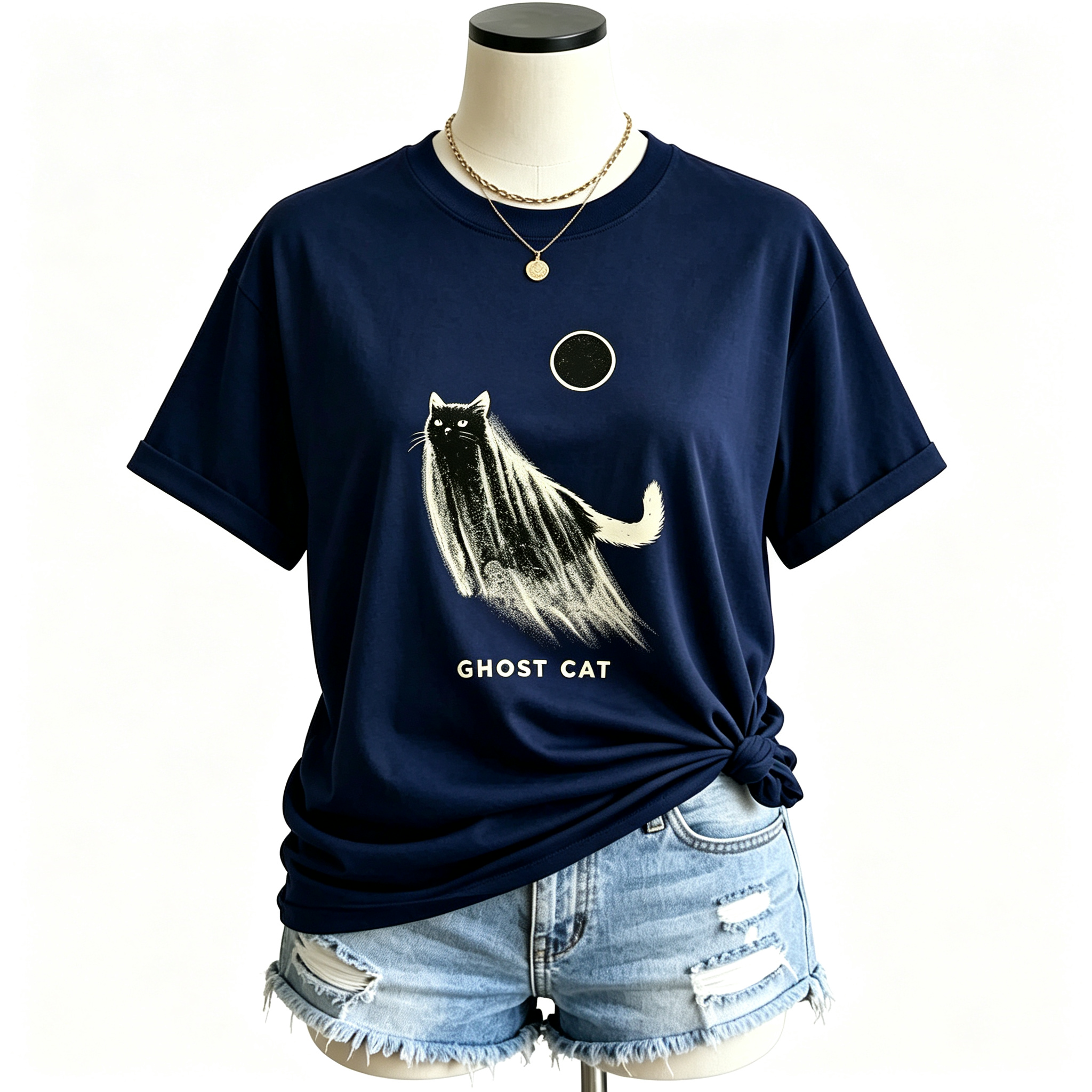 PShirt Black Cat Ghost 01 Halloween T-shirt
