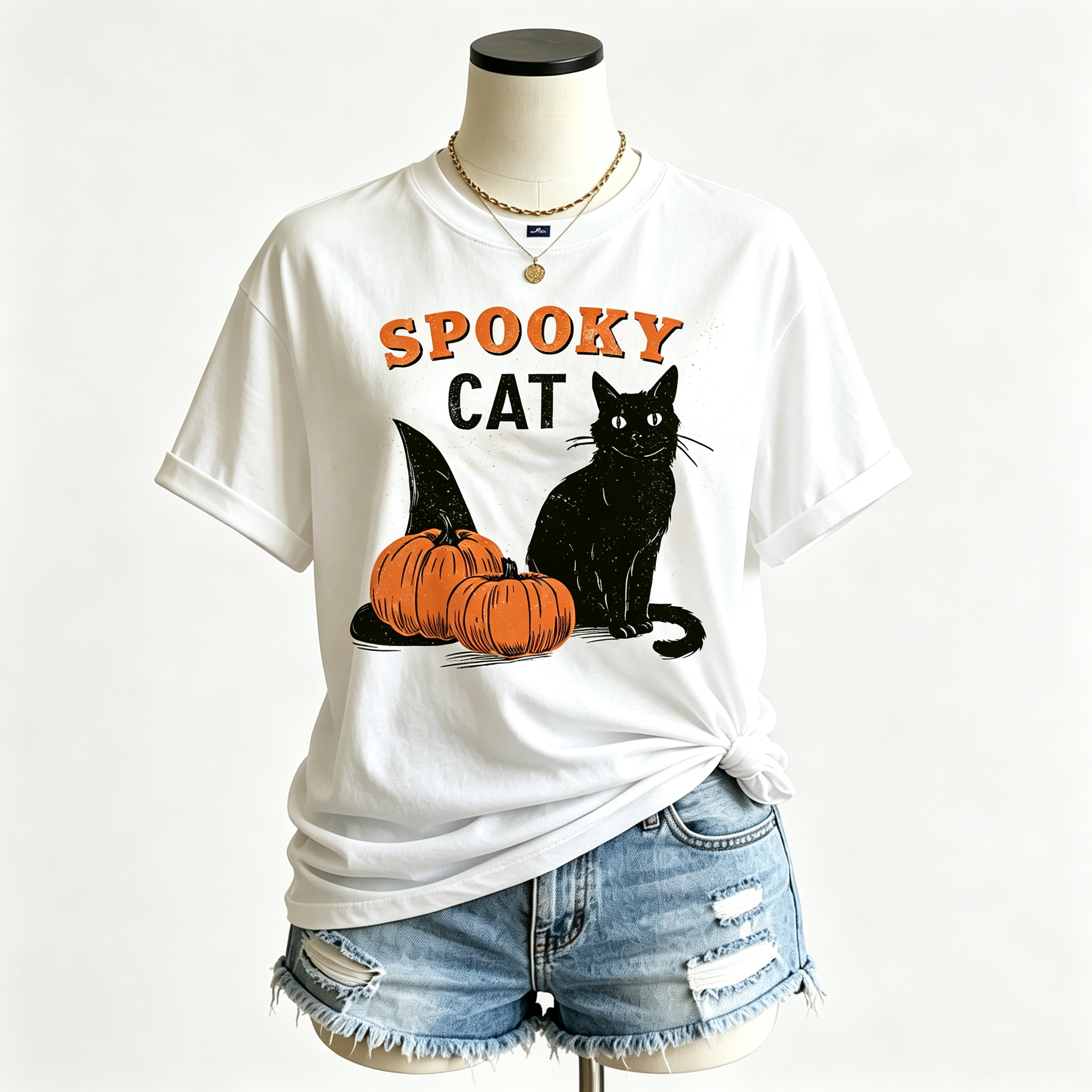 PShirt Black Cat Witch 01 Halloween T-shirt