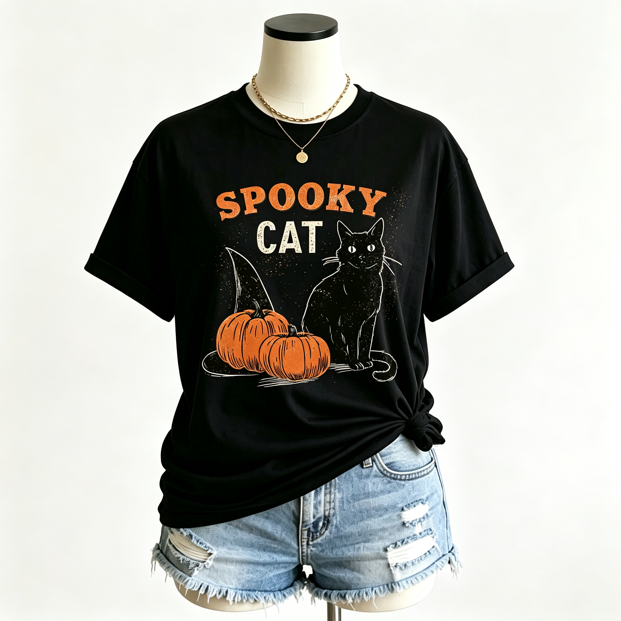 PShirt Black Cat Witch 01 Halloween T-shirt