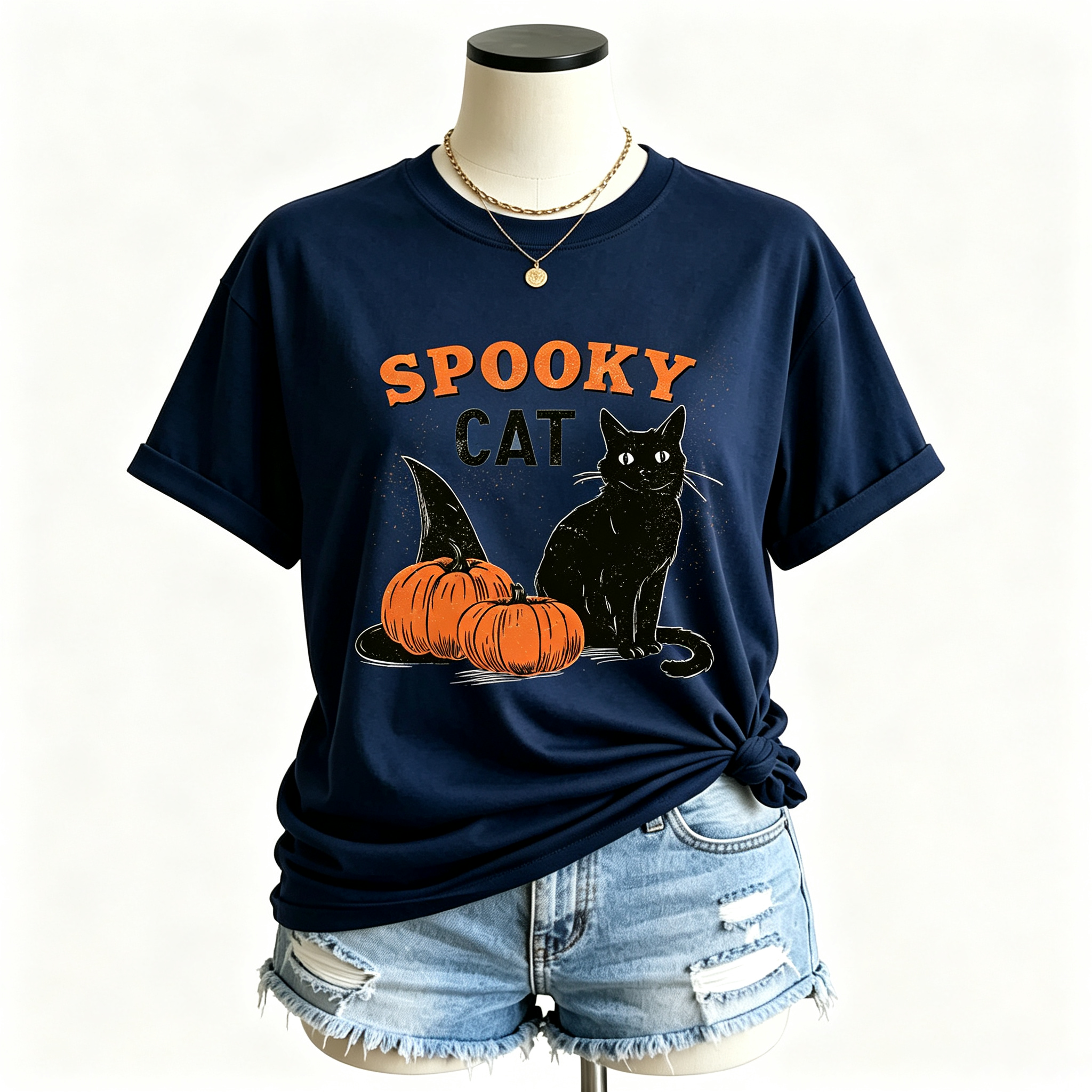 PShirt Black Cat Witch 01 Halloween T-shirt
