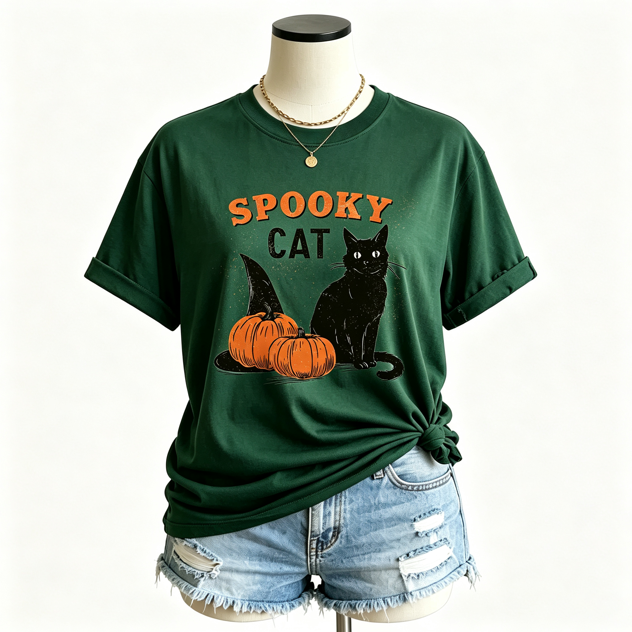 PShirt Black Cat Witch 01 Halloween T-shirt