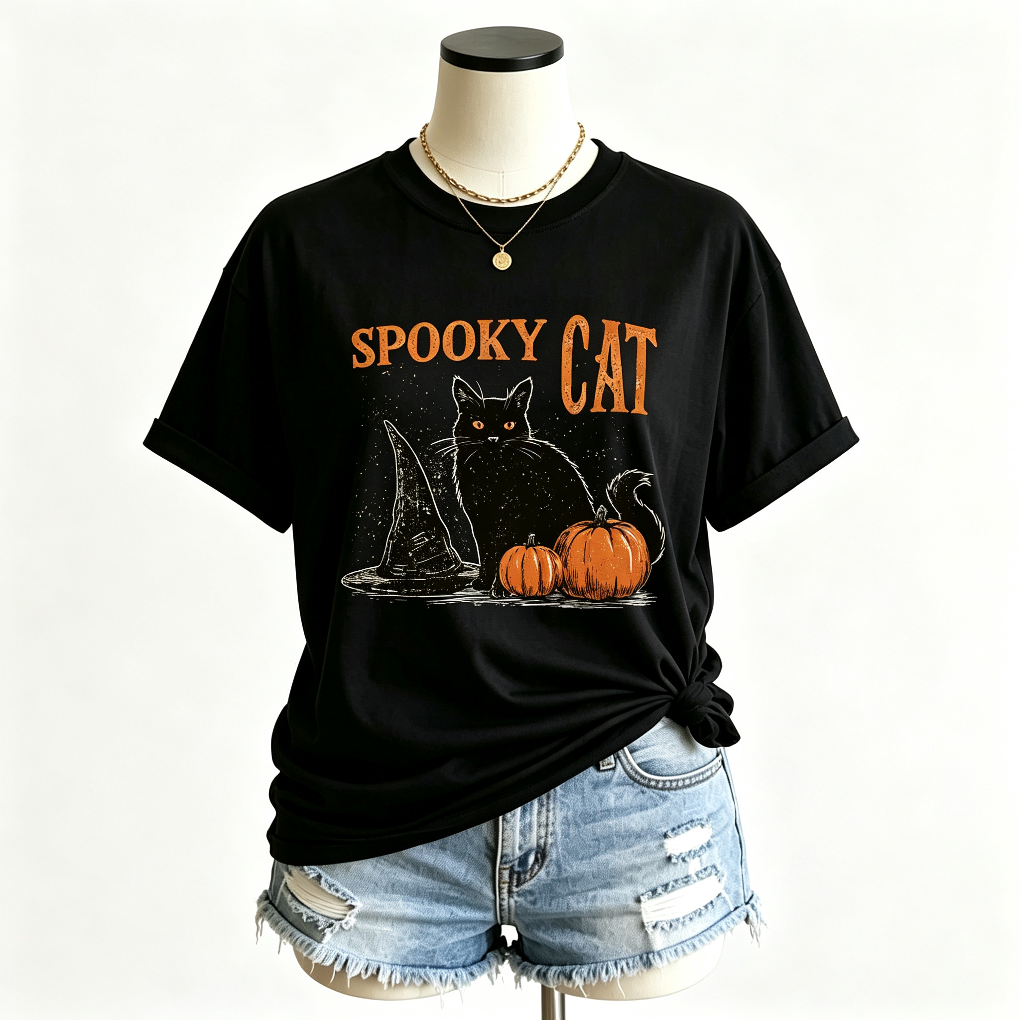 PShirt Black Cat Witch 02 Halloween T-shirt